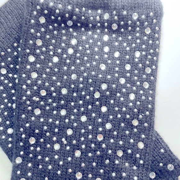 Indigo Black Rhinestone Long Gloves - Picture 3 of 6